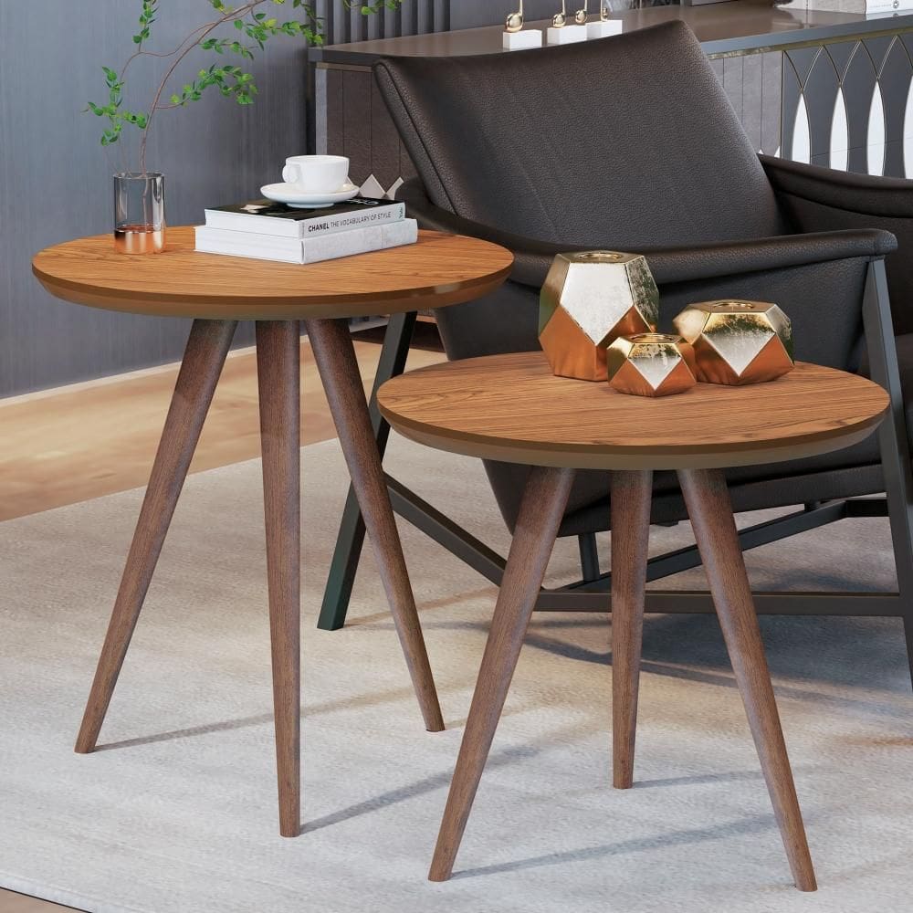 Mesinhas laterais Sofá Sala Canto Freijó