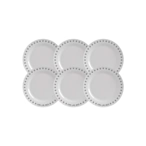 Jogo Prato Raso Rock Opaline Branco Menu Nadir - Kit 6 Peças