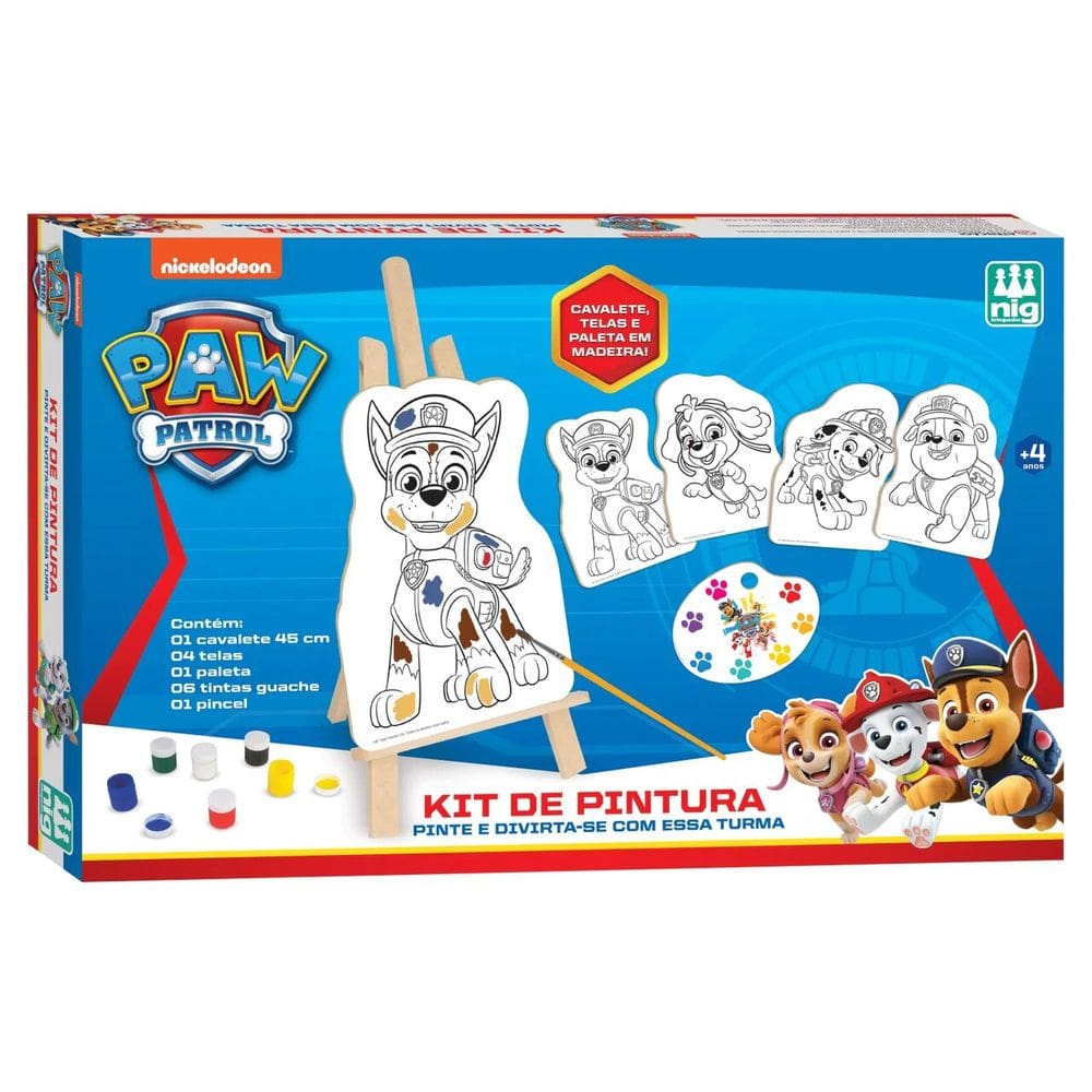 Kit De Pintura Patrulha Canina Com Cavalete em MDF - Nig 0680