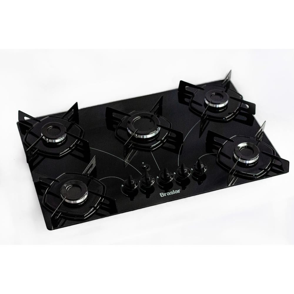 Cooktop 5 Bocas Braslar Pop a Gás Acendimento Automático Preto Bivolt