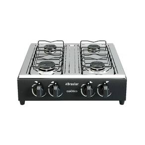 Fogão Portátil Braslar 4 Bocas a Gás Inox Preto