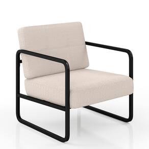 Poltrona Decorativa Dinamarca Industrial Preto/bouclé Off - M.a