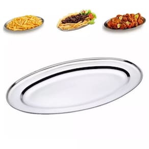 Travessa Bandeja Oval 20cm em Aço Inox (Ideal para Servir Porção) 2 Peças