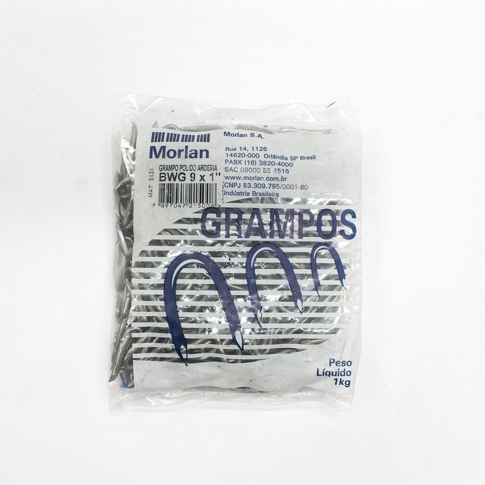 Grampo para Cercas Aroeira Aço Polido BWG 9 x 1” Morlan 1Kg