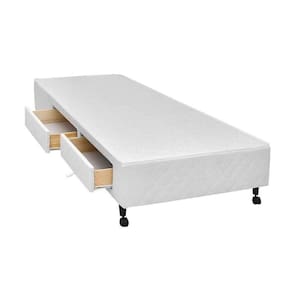 Cama Box Castor Solteiro Poli Branco com 2 Gavetas 100x200x27cm