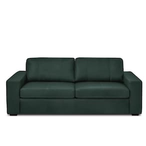 Sofá Decorativo Agatha 3 Lugares Sala De Estar 235cm Pés Em Madeira Couro Verde Musgo G88 - Gran Belo