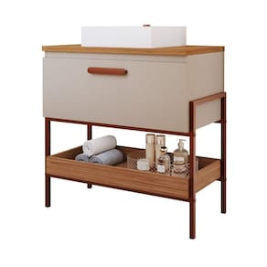 Gabinete Para Banheiro 80 Cm 100% Mdf 1 Porta Basculante Portinari Mgm Móveis Cappuccino/freijo Cappuccino/freijo
