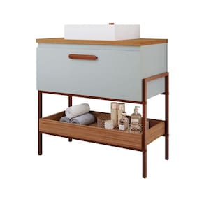 Gabinete Para Banheiro 60 Cm 100% Mdf 1 Porta Basculante Portinari Mgm Móveis Pistache/freijo Pistache/freijo