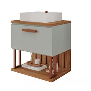 Gabinete Para Banheiro 60 Cm 100% Mdf Nicho 1 Porta Basculante Duna Mgm Móveis Pistache/freijo Pistache/freijo