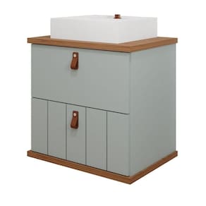 Gabinete Para Banheiro 60cm 100% Mdf 1 Gaveta 1 Porta Basculante Milano Mgm Móveis Pistache/freijo Pistache/freijo