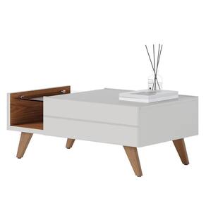 Mesa De Centro Noronha 1 Gaveta Off White Matte Freijó - Colibri Off White Matte Freijó