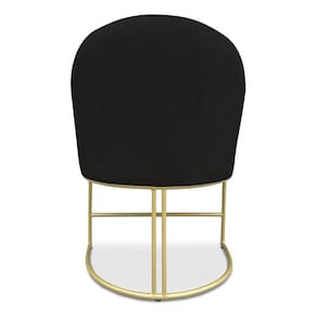 Cadeira Poltrona De Jantar Bela Suede Base Metálica Industrial Dourado - Pallazio Preto