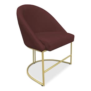 Cadeira Poltrona De Jantar Bela Suede Base Metálica Industrial Dourado Pallazio Marsala