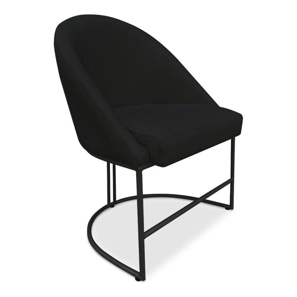 Cadeira Poltrona De Jantar Bela Suede Preto Base Metálica Industrial Preto - Pallazio