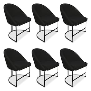 Kit 06 Cadeiras Poltrona De Jantar Bela Suede Preto Base Metálica Industrial Preto - Pallazio