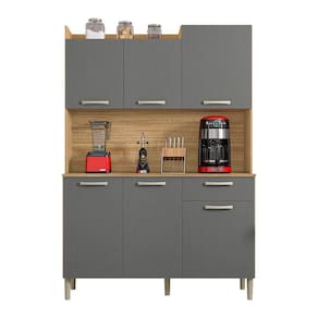 Armário De Cozinha Compacta 6 Portas E 1 Gaveta 121cm Florença Freijó-grafite - Pallazio