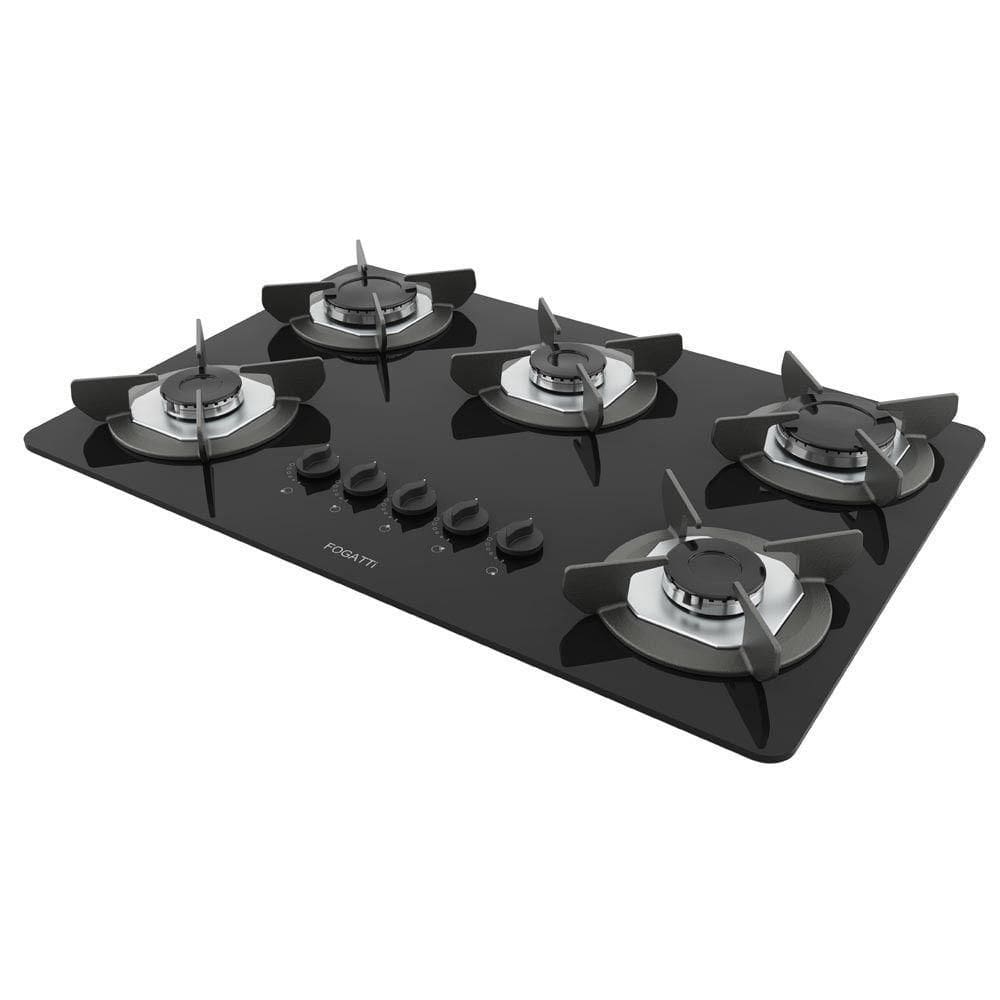 Cooktop Fogatti Safe Ferro Fundido 5 Bocas à Gás Preto Bivolt