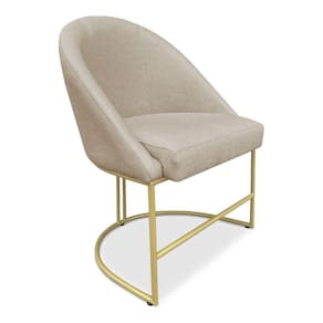 Cadeira Poltrona De Jantar Bela Suede Base Metálica Industrial Dourado - Pallazio Bege