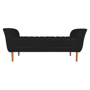 Calçadeira Recamier Casal 1,50m Londres Veludo - Pallazio Preto