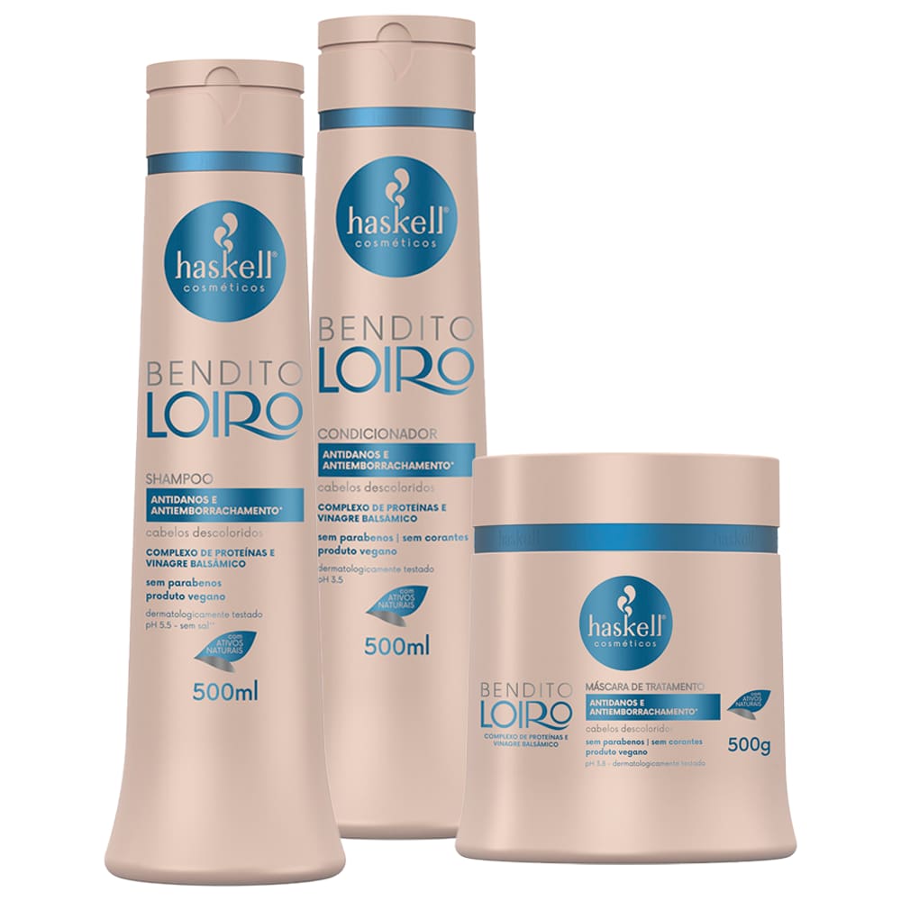 Kit Bendito Loiro Haskell Shampoo + Condicionador + Máscara (500mL/g)