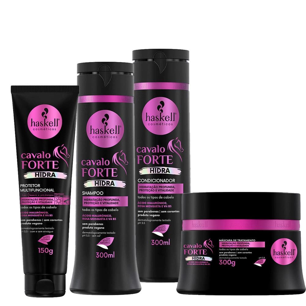 Kit Cavalo Forte Hidra Sh Cond Másc. 300ml + Protetor Multi