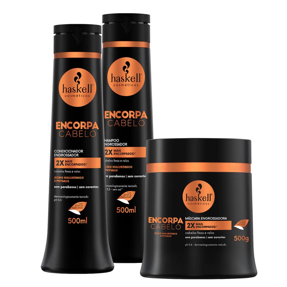 Kit Encorpa Cabelo Haskell Shampoo + Condicionador + Máscara (500ml/g)