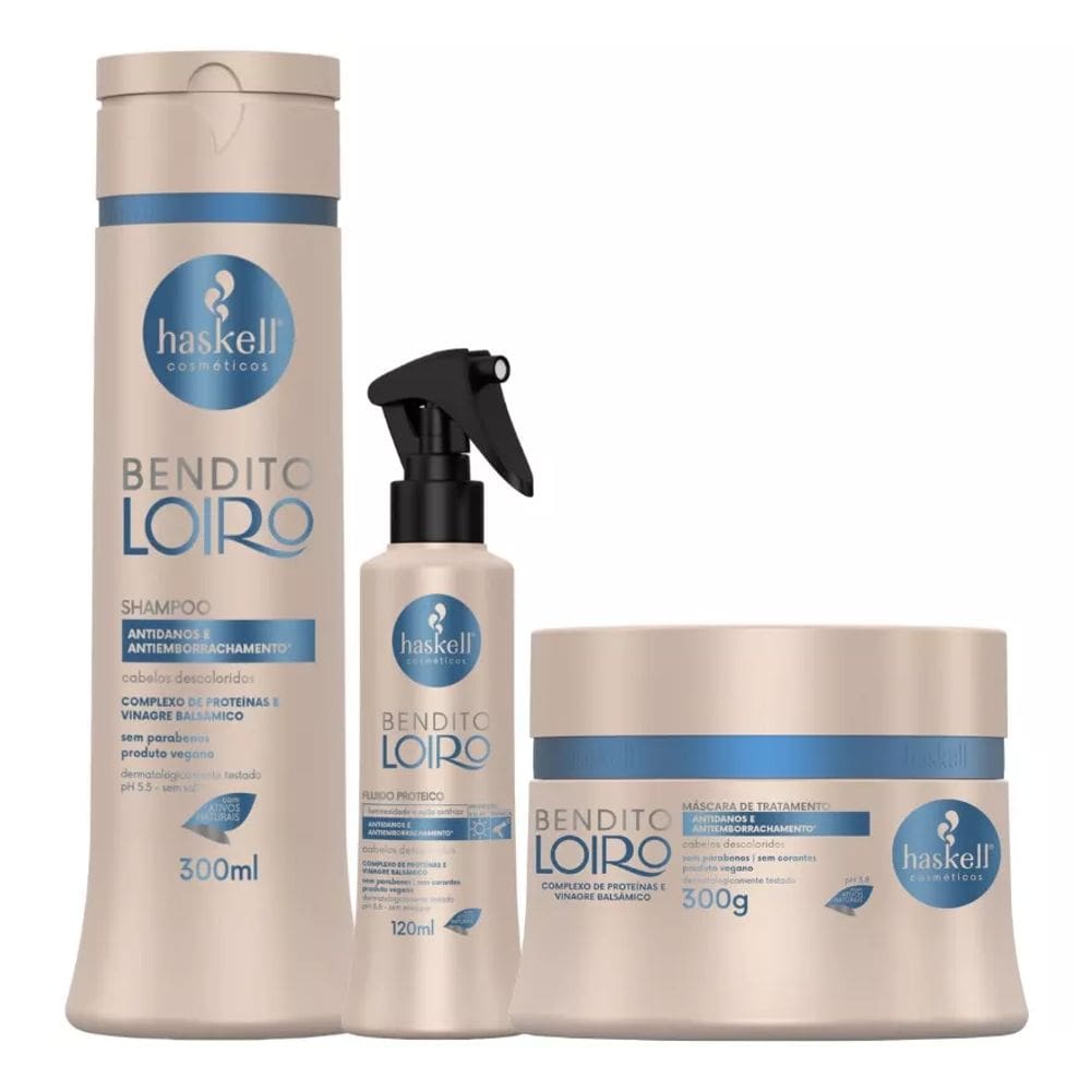 Kit Bendito Loiro Haskell Shampoo + Máscara 300mL/g + Fluído