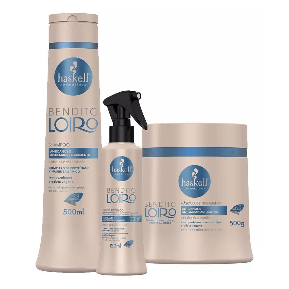 Kit Bendito Loiro Haskell Shampoo + Máscara 500mL/g + Fluído