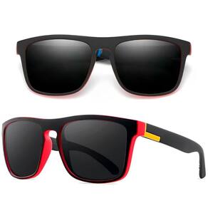 Óculos Masculino De Sol Square Vintage Vermelho Com Anti-reflexo e Proteção 400uv