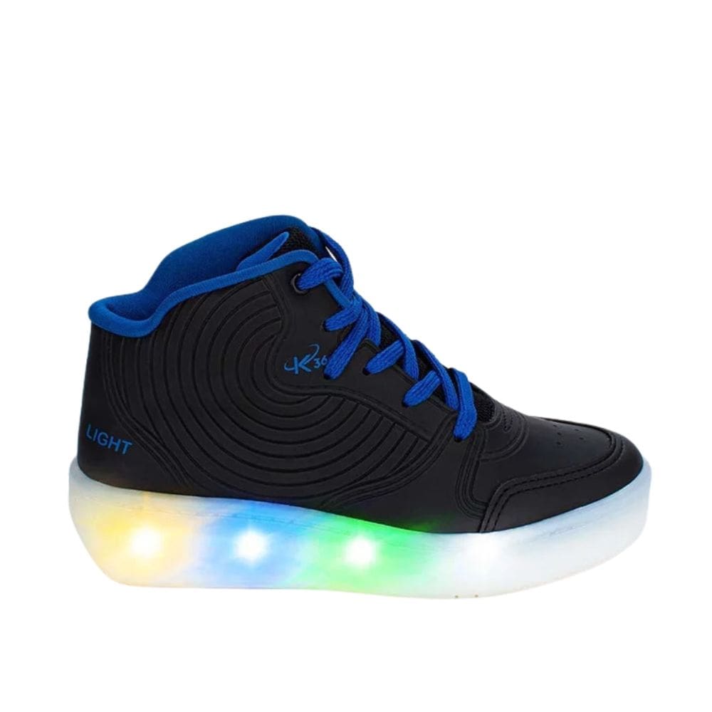 Tênis Kidy Street Star LED Rodinha Infantil Preto Azul