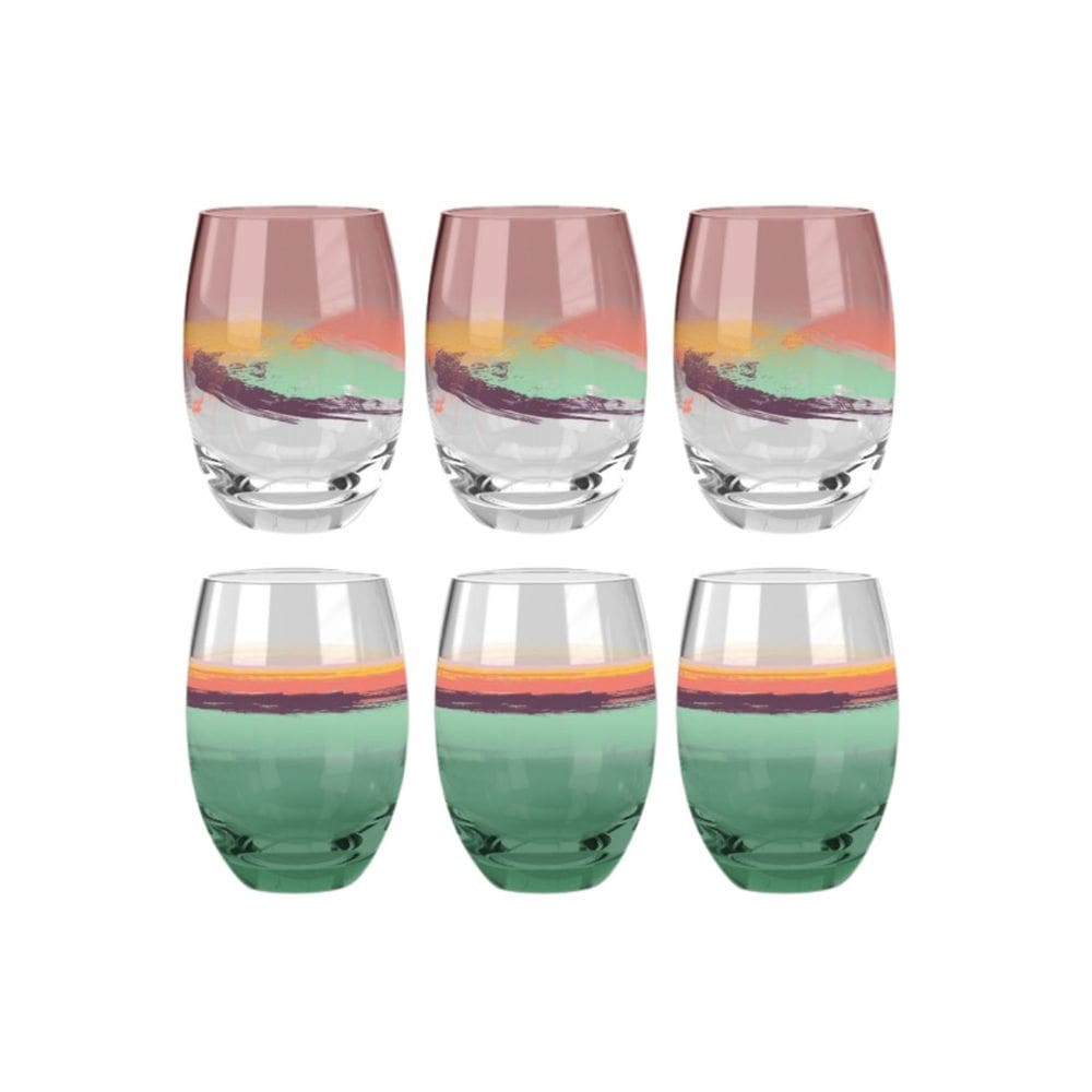 Jogo De Copo Art Aruba Verde Vidro 465ml - Kit 6 Peças