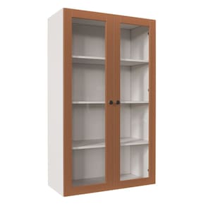 Armário Aéreo 2 Portas 135cm com Portas de Vidro Arizona Cabecasa Madeiramadeira Branco/Terracota