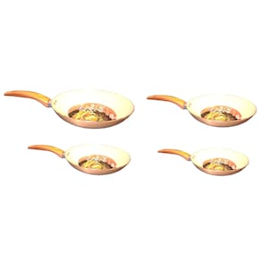 Kit 4 Frigideiras 22cm + 24cm + 26cm + 28cm com Revestimento em Cerâmica Dourado Rose (Ideal Para Fritar Alimentos Sem Óleo)