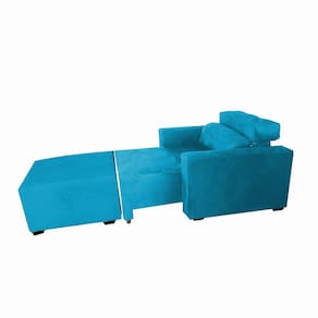 Poltrona Sofa Amamentação Retrátil e Reclinável Veneza + Puff Bella Turquesa