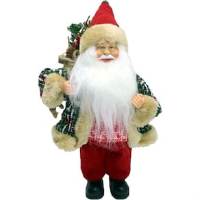 Boneco Papai Noel 36cm Com Casaco Enfeite Saco De Presentes
