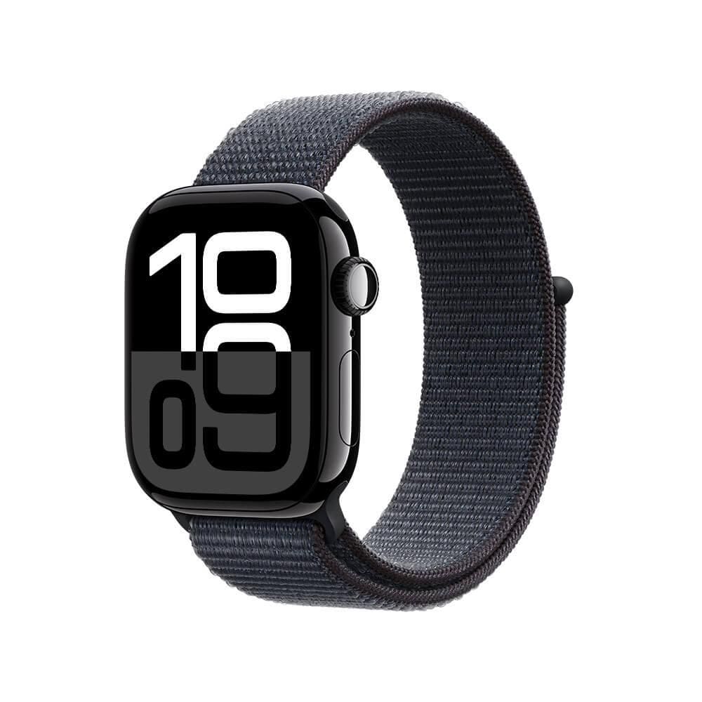 Apple Watch Series 10 GPS • Caixa preta brilhante de alumínio – 42 mm • Pulseira loop esportiva tinto