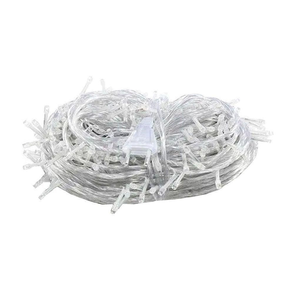 Pisca De Natal 100 Leds Luz Branca 8 Funções Fio Transparente 9,2m 220v