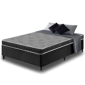 Cama Box Casal Preta + Colchão Casal Querubin Espuma D20 138x188x12cm