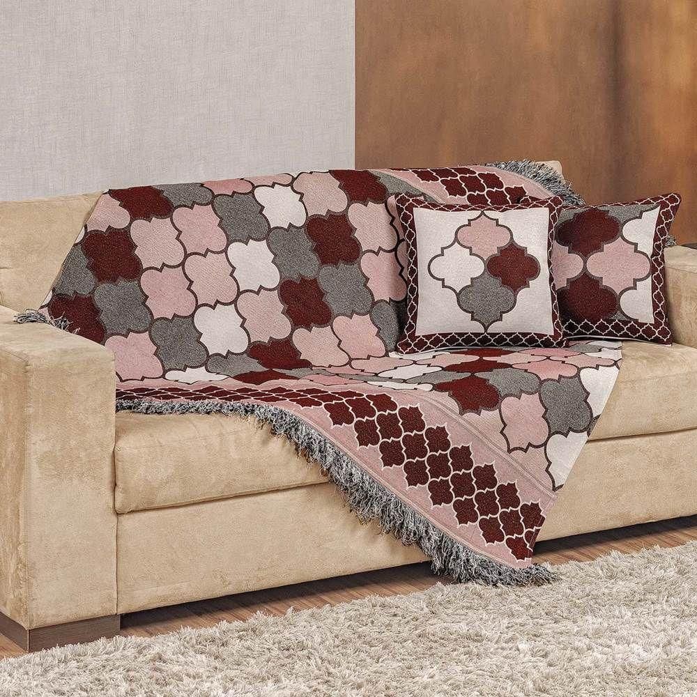 Kit Xale Decorativo Turin Jacquard Estampado 3 Peças - Marrocos Compose