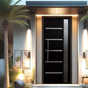 Porta Pivotante Solara Alumínio com Visor Puxador Tubolar 210 X 100 Lado Direito Preto
