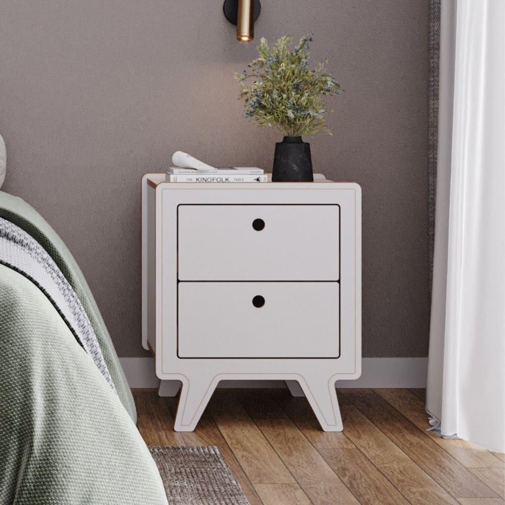 Mesa de Cabeceira 2 Gavetas - Janis Branco