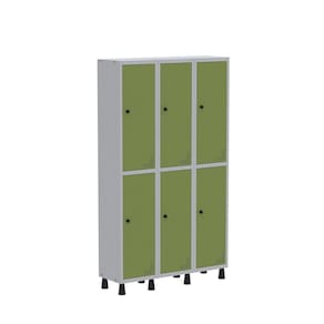 Roupeiro Aco Light 3v 06 Portas Gr303/6pri Cinza/Verde