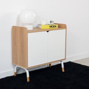 Armário Baixo 2 Portas 80cm Home Office Flexus Hanover/Branco
