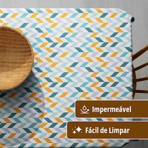 Toalha Mesa Plástica Térmica Chevron Am Redonda 1,38