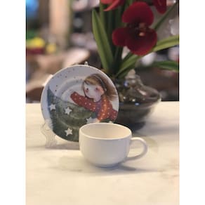 Unidade De Xicara De Cafe Branca C/Pires Sweet Christmas
