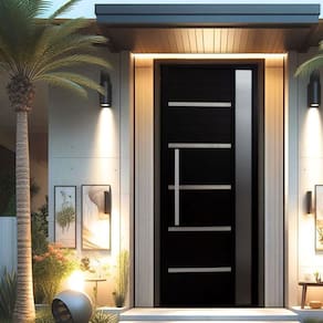 Porta Pivotante Solara Alumínio com Visor Puxador Barra Chata 210 X 120 Lado Esquerdo Preto