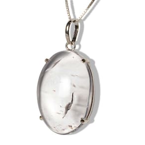Colar Cabochão Quartzo Cristal Prata 950 Garra
