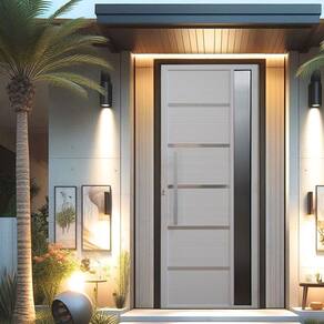 Porta Pivotante Solara Alumínio com Visor Puxador Barra Chata 210 X 100 Lado Direito Branco