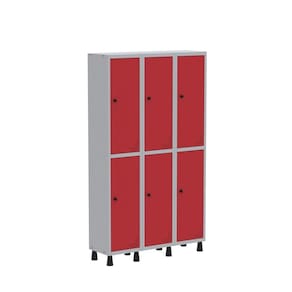 Roupeiro Aco Light 3v 06 Portas Gr303/6pri Cinza/Vermelho
