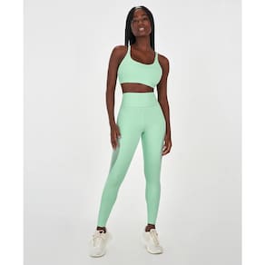 Legging Alto Giro Feminina Recorte Com Tule Fitness Esporte